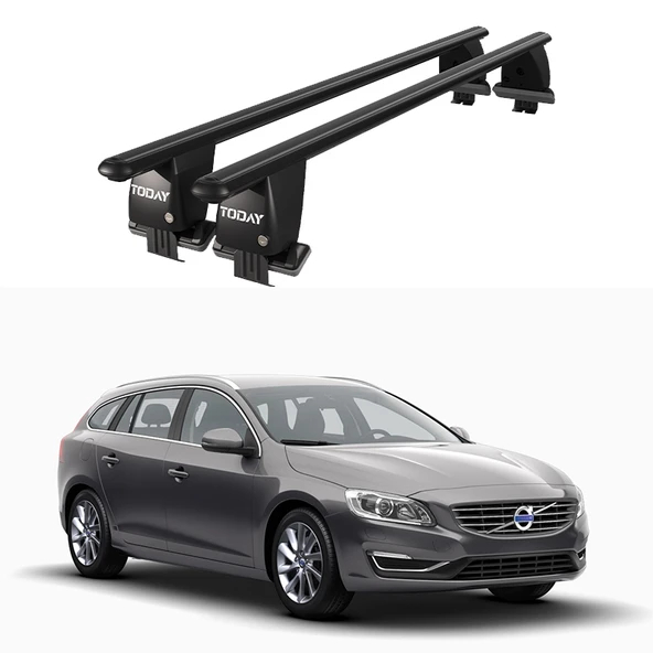 Royal Volvo V60 (2010-2011) Uyumlu Siyah Kilitli Ara Atkı Port Bagaj Tavan Barı ürün görseli 1