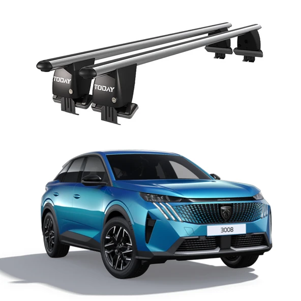 Royal Peugeot 3008 (2021 ve Sonrası) Uyumlu Gri Kilitli Ara Atkı Port Bagaj Tavan Barı ürün görseli 1