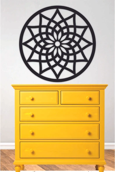 UNT Mandala Duvar Dekoru Süsü Ahşap Dekoratif Tablo Siyah 48 x 48 ürün görseli 1
