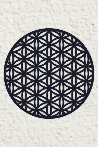 UNT Ahşap  Kutsal Geometri Yaşam Çiçeği Dekoratif Tablo siyah 48 x 48 ürün görseli 1