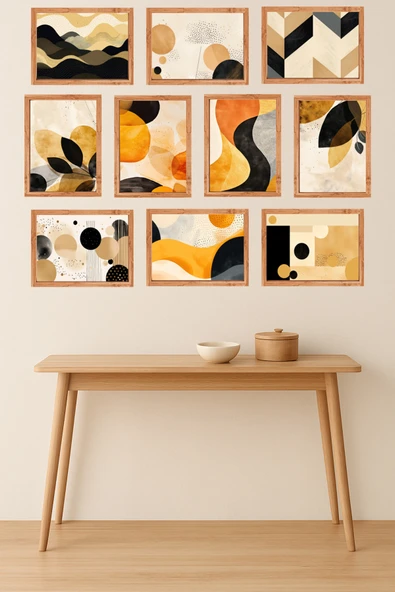UNT 10'lu Çerçeve Görünümlü Modern Duvar Tablo Seti – 15x20 cm MDF UV Baskı Çok Renkli 15 x 20 ürün görseli 1