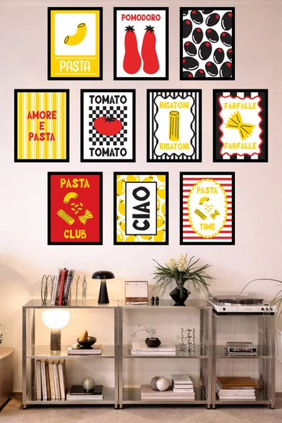 UNT 10'lu Çerçeve Görünümlü Mutfak | Modern | Retro Duvar Posteri Tablo Seti– 15x20 cm MDF UV Baskı Çok Renkli 15 x 20 ürün görseli 1