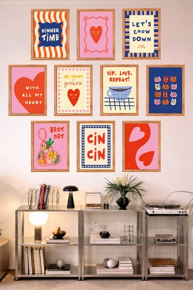 UNT 10'lu Çerçeve Görünümlü Mutfak | Modern | Retro Duvar Posteri Tablo Seti– 15x20 cm MDF UV Baskı Çok Renkli 15 x 20 ürün görseli 1