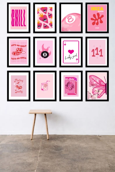 UNT 12'li Çerçeve Görünümlü Modern Bohem Duvar Tablo Seti – 15x20 cm MDF UV Baskı Çok Renkli 15 x 20 ürün görseli 1