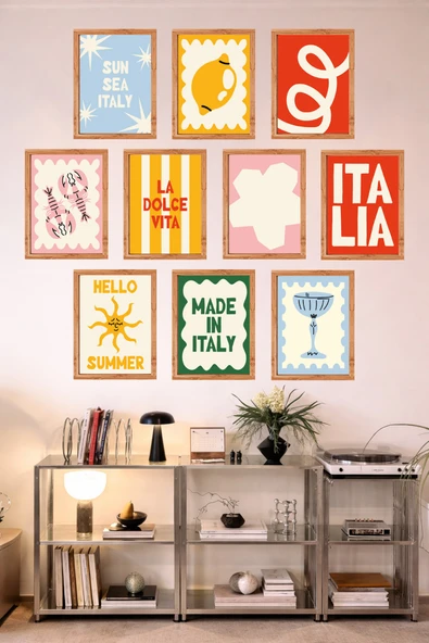 UNT 10'lu Çerçeve Görünümlü Mutfak | Modern | Retro Duvar Posteri Tablo Seti– 15x20 cm MDF UV Baskı Çok Renkli 15 x 20 ürün görseli 1