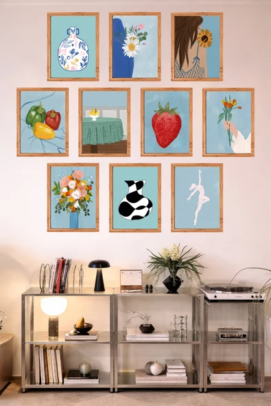 UNT 10'lu Çerçeve Görünümlü Mutfak | Modern | Retro Duvar Posteri Tablo Seti– 15x20 cm MDF UV Baskı Çok Renkli 15 x 20 ürün görseli 1