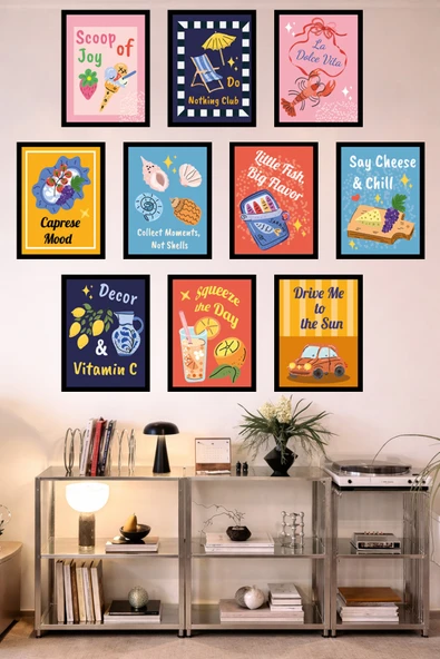 UNT 10’lu Çerçeve Görünümlü Mutfak | Modern | Retro Duvar Posteri Tablo Seti– 15x20 cm MDF UV Baskı Çok Renkli 15 x 20 ürün görseli 1