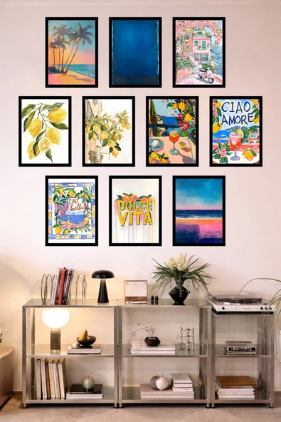 UNT 10'lu Çerçeve Görünümlü Mutfak | Modern | Retro Duvar Posteri Tablo Seti– 15x20 cm MDF UV Baskı Çok Renkli 15 x 20 ürün görseli 1