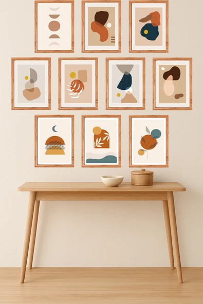 UNT 10'lu Çerçeve Görünümlü Modern Bohem Duvar Tablo Seti – 15x20 cm MDF UV Baskı Çok Renkli 15 x 20 ürün görseli 1