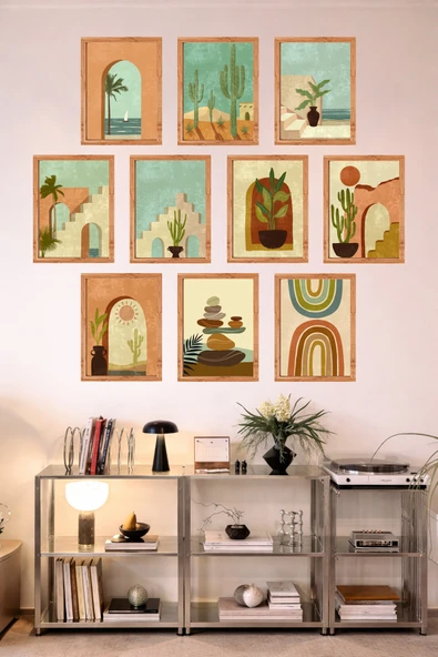 UNT 10'lu Çerçeve Görünümlü Mutfak | Modern | Retro Duvar Posteri Tablo Seti– 15x20 cm MDF UV Baskı Çok Renkli 15 x 20 ürün görseli 1