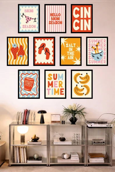 UNT 10'lu Çerçeve Görünümlü Mutfak | Modern | Retro Duvar Posteri Tablo Seti– 15x20 cm MDF UV Baskı Çok Renkli 15 x 20 ürün görseli 1