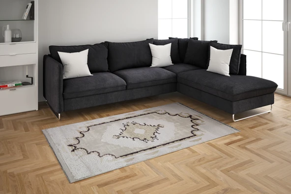 Nostalji Seri Klasik Motifli Altı Kaymaz Makine Dokuma Halı | 13455 120 X 180 ürün görseli 1