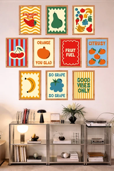 UNT 10'lu Çerçeve Görünümlü Mutfak | Modern | Retro Duvar Posteri Tablo Seti– 15x20 cm MDF UV Baskı Çok Renkli 15 x 20 ürün görseli 1