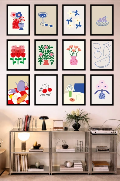 UNT 12’li Çerçeve Görünümlü Mutfak | Modern | Retro Duvar Posteri Tablo Seti– 15x20 cm MDF UV Baskı Çok Renkli 15 x 20 ürün görseli 1