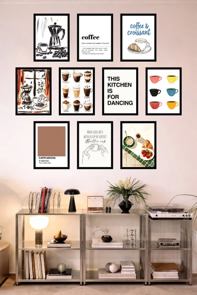 UNT 10'lu Çerçeve Görünümlü Mutfak | Modern | Retro Duvar Posteri Tablo Seti– 15x20 cm MDF UV Baskı Çok Renkli 15 x 20 ürün görseli 1