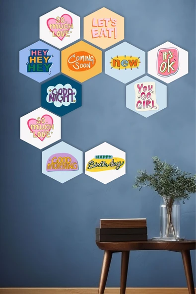 UNT Renkli Yazı Temalı 20 cm UV Baskı MDF Duvar Dekoru – 10’lu Set Çok Renkli 20 cm ürün görseli 1