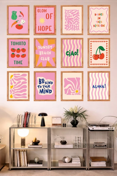 UNT 12’li Çerçeve Görünümlü Mutfak | Modern | Retro Duvar Posteri Tablo Seti– 15x20 cm MDF UV Baskı Çok Renkli 15 x 20 ürün görseli 1