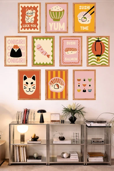 UNT 10'lu Çerçeve Görünümlü Mutfak | Modern | Retro Duvar Posteri Tablo Seti– 15x20 cm MDF UV Baskı Çok Renkli 15 x 20 ürün görseli 1