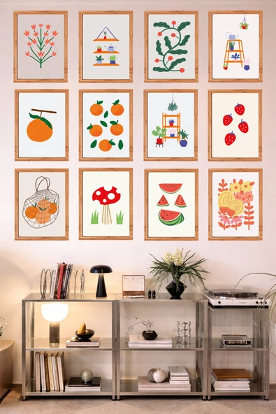 UNT 12’li Çerçeve Görünümlü Mutfak | Modern | Retro Duvar Posteri Tablo Seti– 15x20 cm MDF UV Baskı Çok Renkli 15 x 20 ürün görseli 1