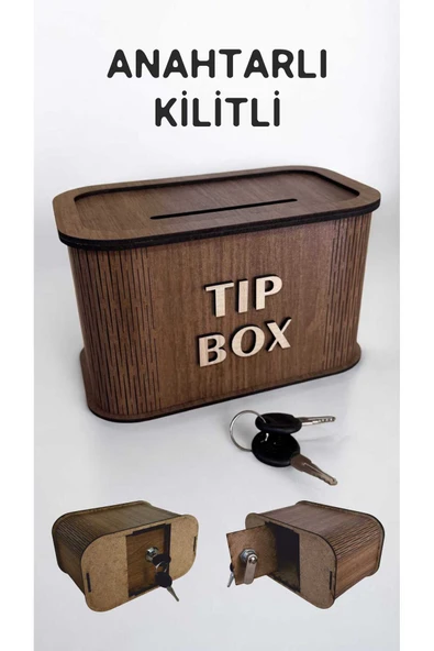 UNT Kilitli 2 Anahtarlı Tip Box Kutusu Ceviz Ahşap Dekoratif Modern Tasarımlı Kilitli ürün görseli 1