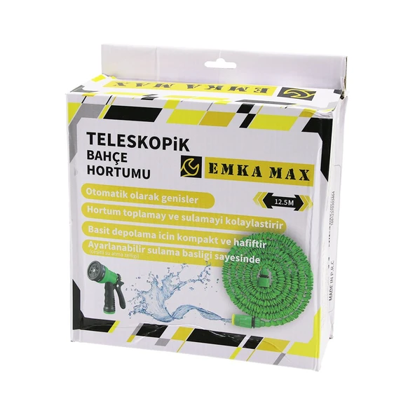12.5MT TELESKOPİK UZAYAN BAHÇE HORTUMU 7 FONKSİYON AYARLI TETİKLİ TABANCA (5433) ürün görseli 1