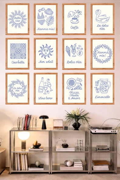 UNT 12’li Çerçeve Görünümlü Mutfak | Modern | Retro Duvar Posteri Tablo Seti– 15x20 cm MDF UV Baskı Çok Renkli 15 x 20 ürün görseli 1