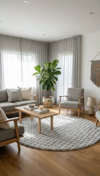 Dream Soft Yuvarlak Gri Desenli Yumuşak Yüzeyli Kaymaz Makinede Yıkanabilir Halı 80 X 80 ürün görseli 1
