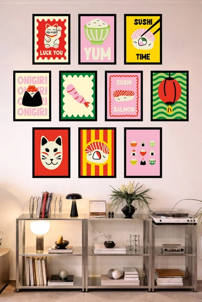 UNT 10'lu Çerçeve Görünümlü Mutfak | Modern | Retro Duvar Posteri Tablo Seti– 15x20 cm MDF UV Baskı Çok Renkli 15 x 20 ürün görseli 1