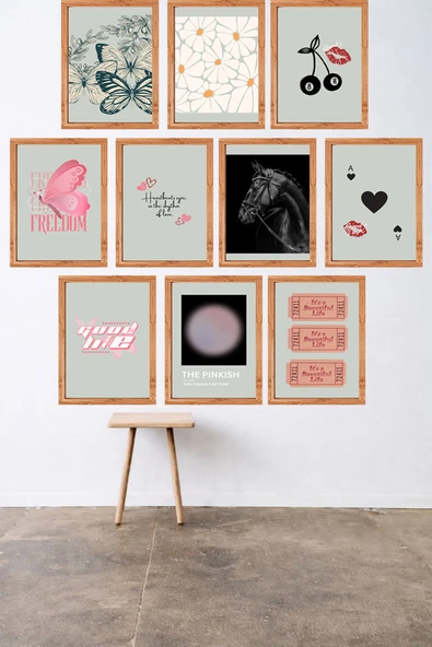 UNT 10'lu Çerçeve Görünümlü Modern Duvar Tablo Seti – 15x20 cm MDF UV Baskı Çok Renkli 15 x 20 ürün görseli 1