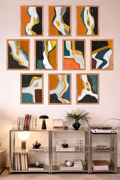 UNT 10'lu Çerçeve Görünümlü Mutfak | Modern | Retro Duvar Posteri Tablo Seti– 15x20 cm MDF UV Baskı Çok Renkli 15 x 20 ürün görseli 1