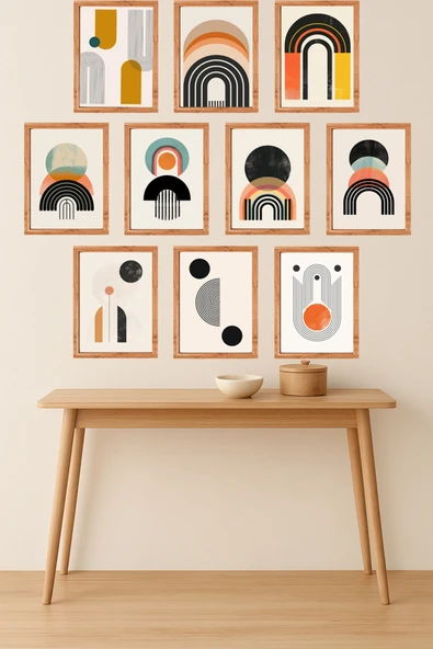 UNT 10'lu Çerçeve Görünümlü Modern Bohem Duvar Tablo Seti – 15x20 cm MDF UV Baskı Çok Renkli 15 x 20 ürün görseli 1