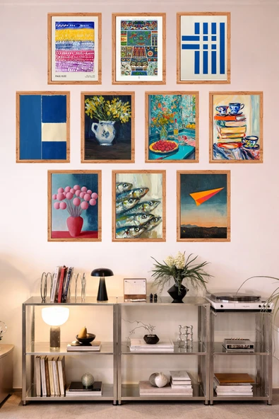 UNT 10'lu Çerçeve Görünümlü Mutfak | Modern | Retro Duvar Posteri Tablo Seti– 15x20 cm MDF UV Baskı Çok Renkli 15 x 20 ürün görseli 1