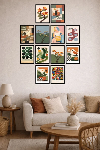 UNT 12’li Çerçeve Görünümlü Mutfak | Modern | Retro Duvar Posteri Tablo Seti– 15x20 cm MDF UV Baskı Çok Renkli 15 x 20 ürün görseli 1