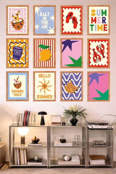 UNT 12’li Çerçeve Görünümlü Mutfak | Modern | Retro Duvar Posteri Tablo Seti– 15x20 cm MDF UV Baskı Çok Renkli 15 x 20 ürün görseli 1