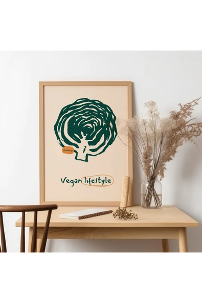 UNT Ahşap Çerçeveli "Vegan Lifestyle" Tablo Çok Renkli 30 x 40 ürün görseli 1