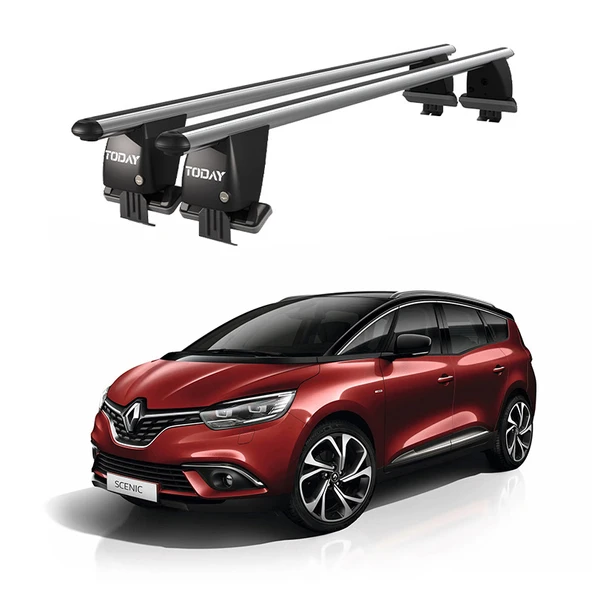 Royal Renault Grand Scenic (2017 ve Sonrası) Uyumlu Gri Kilitli Ara Atkı Port Bagaj Tavan Barı ürün görseli 1