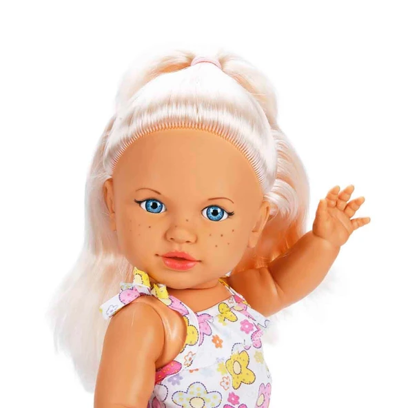 Tina Summer Sarışın Mavi Gözlü Et Bebek - 45 cm Çiçekli Tulumlu Oyuncak Bebek ürün görseli 1