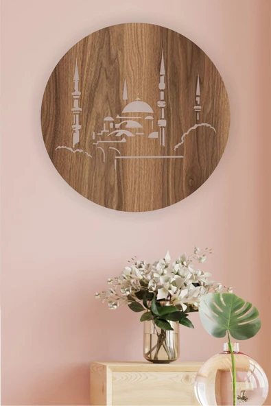 UNT Cami İslami Dekor Tablo ceviz 48 x 48 - Resim 3