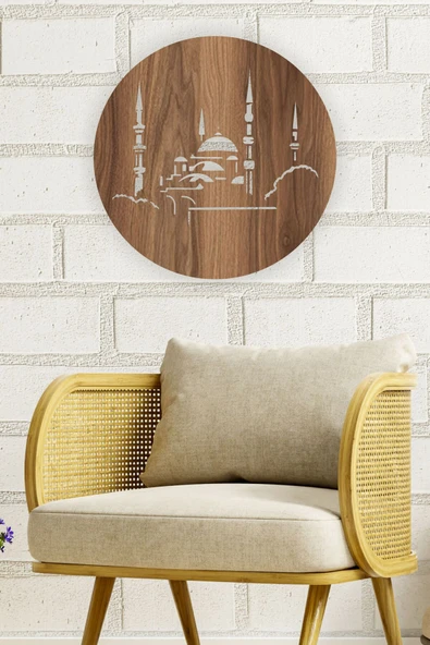 UNT Cami İslami Dekor Tablo ceviz 48 x 48 - Resim 2
