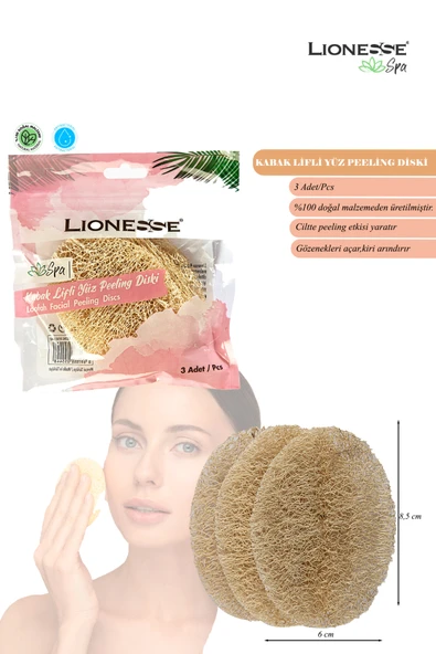 Lionesse Kabak Lifli Yüz Peeling Diski 3’lü L-447 – %100 Doğal, Cilt Yenileyici, Gözenek Arındırıcı ürün görseli 1