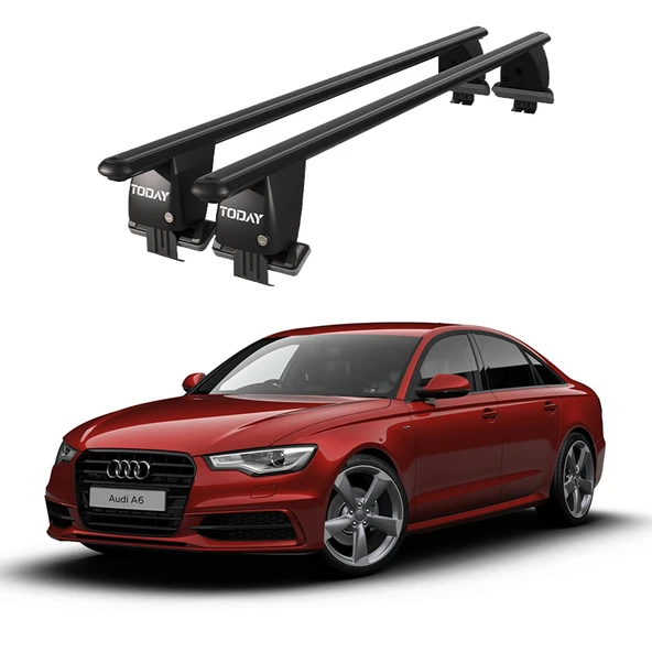 Royal Audi A6 (2018 ve Sonrası) Uyumlu Siyah Kilitli Ara Atkı Port Bagaj Tavan Barı ürün görseli 1