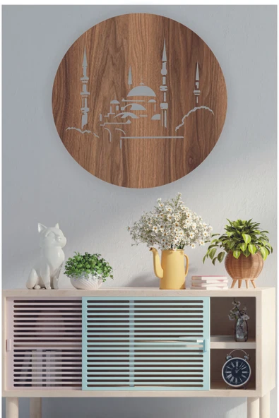 UNT Cami İslami Dekor Tablo ceviz 48 x 48 - Resim 4