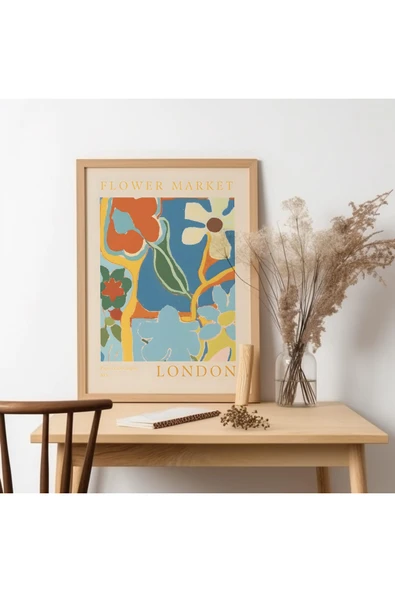 UNT -Flower Market - London Ahşap Çerçeveli Tablo Çok Renkli 30 x 40 ürün görseli 1