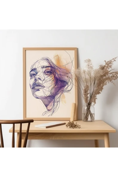 UNT Ahşap Çerçeveli Line Art Tablo Çok Renkli 30 x 40 ürün görseli 1