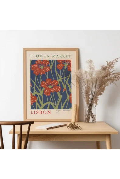 UNT Flower Market  - Lisbon Ahşap Çerçeveli  Tablo Çok Renkli 30 x 40 ürün görseli 1