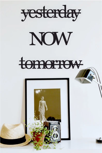 UNT Yesterday / Now / Tomorrow Duvar Dekoru-süsü, Ahşap Dekoratif Tablo Siyah 48 x 48 ürün görseli 1