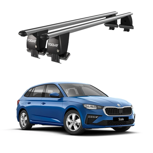 Royal Skoda Scala (2019 ve Sonrası) Uyumlu Gri Kilitli Ara Atkı Port Bagaj Tavan Barı ürün görseli 1