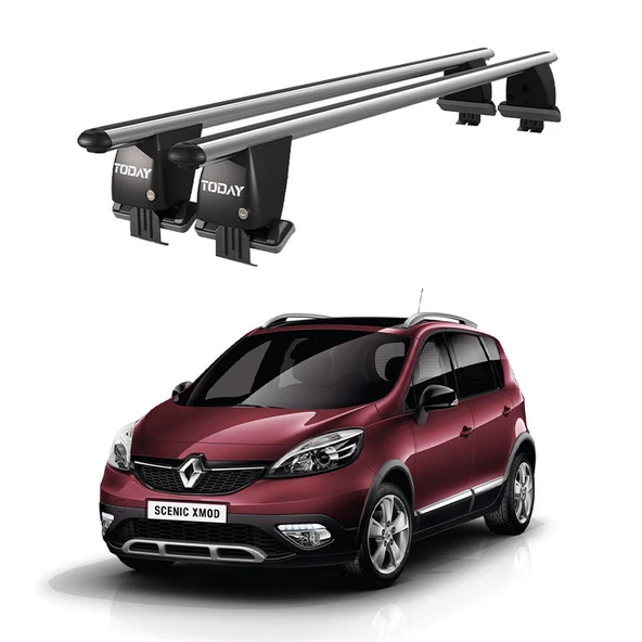 Royal Renault Scenic X Mod (2009 - 2013) Uyumlu Gri Kilitli Ara Atkı Port Bagaj Tavan Barı ürün görseli 1