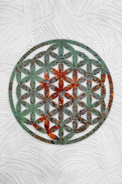 UNT Renkli Yaşam Çiçeği Kutsal Geometri Duvar Dekoru-süsü, Ahşap Dekoratif Tablo Renkli Baskı 48 x 48 ürün görseli 1