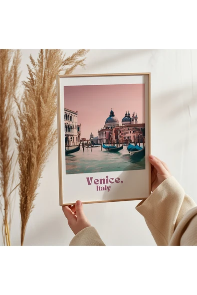 UNT Ahşap Çerçeveli  "Venice" Tablo Çok Renkli 30 x 40 ürün görseli 1